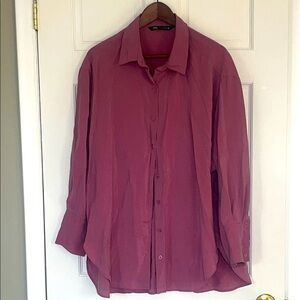 Zara Women's Casual Mauve Button-Down Shirt